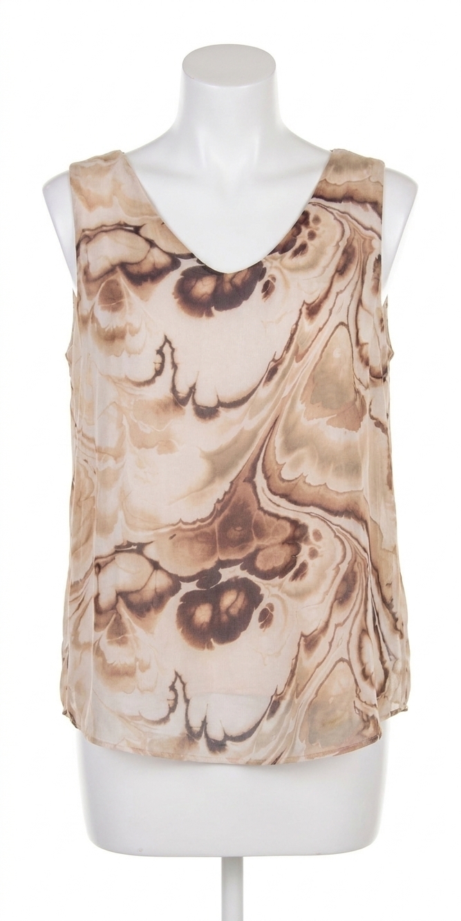 NEW GIGI MODA fernanda swirl silk top in beige